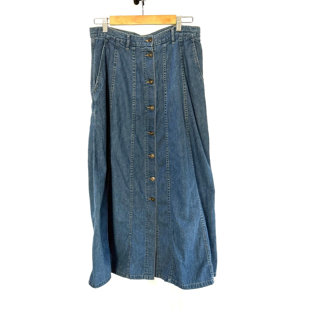 Vintage Liz Claiborne Blue Denim A-Line Maxi Skirt, Size 14
